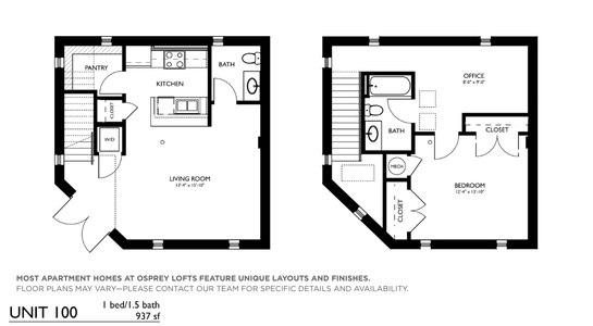 One Bedroom One and One Half Bathroom